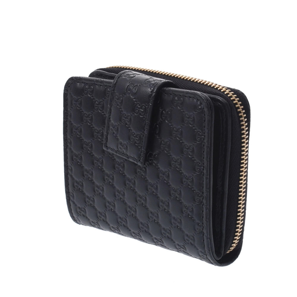 Gucci Wallet fold ssima Compact Leather Black Bi Black